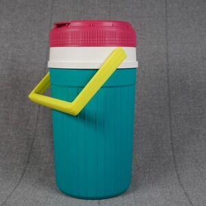 Vintage Igloo Half Gallon‎ Water Jug Cooler 90s Teal Pink Yellow Made in USA